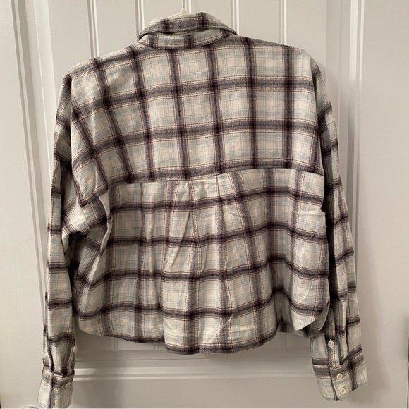 NWT Madewell Flannel Crop Shirt in Plaid - Picture 2 of 4